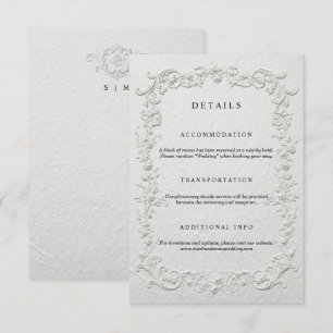 Recepción Tarjeta de Detalles de Boda con Floral Relieve Fal
