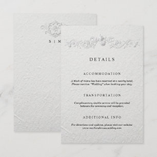 Recepción Tarjeta de Detalles de Boda con Floral Relieve Fal