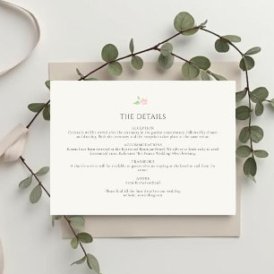 Recepción Tarjeta de detalles de boda con flores chic de mar
