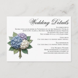 Recepción Tarjeta de Detalles de Boda con Flores de Hortensi