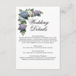 Recepción Tarjeta de Detalles de Boda con Flores de Hortensi
