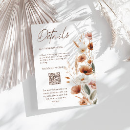 Recepción Tarjeta de detalles de boda con flores silvestres 