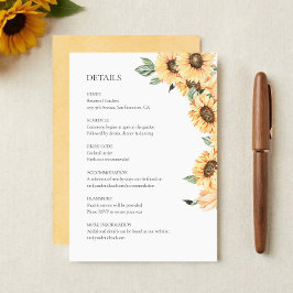 Recepción Tarjeta de Detalles de Boda con Girasoles Rústicos