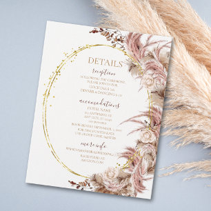 Recepción Tarjeta de Detalles de Boda con Hierba de Pampas B