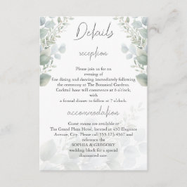 Recepción Tarjeta de Detalles de Boda con Hoja de Eucalipto 