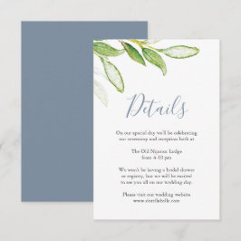 Recepción Tarjeta de Detalles de Boda con Hojas Acuarela