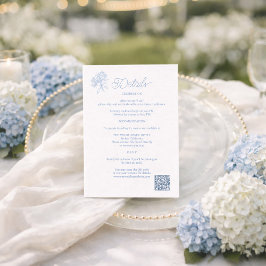 Recepción Tarjeta de Detalles de Boda con Hortensias Azules 