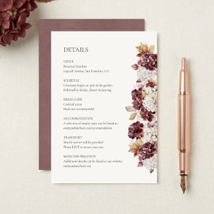 Recepción Tarjeta de detalles de boda con hortensias de Borg