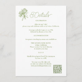 Recepción Tarjeta de Detalles de Boda con Hortensias Verde S