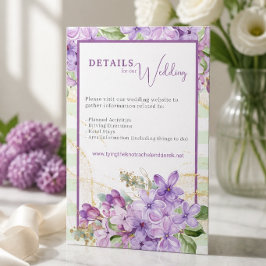 Recepción Tarjeta de Detalles de Boda con Lila Púrpura