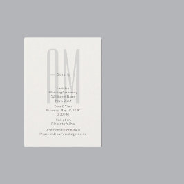 Recepción Tarjeta de detalles de boda con monograma arquitec
