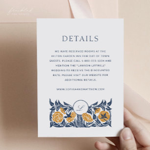 Recepción Tarjeta de Detalles de Boda con Monograma Art Nouv