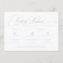 Tarjeta de Detalles de Boda con Monograma Azul Cla