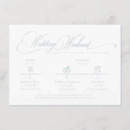 Recepción Tarjeta de Detalles de Boda con Monograma Azul Cla