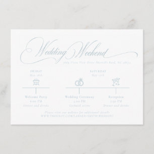Recepción Tarjeta de Detalles de Boda con Monograma Azul Cla