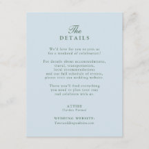 Tarjeta de Detalles de Boda con Monograma Azul Pál