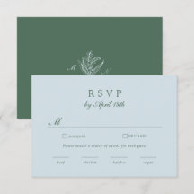 Tarjeta de Detalles de Boda con Monograma Azul Pál