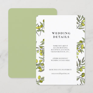 Recepción Tarjeta de detalles de boda con patrón de ramas de