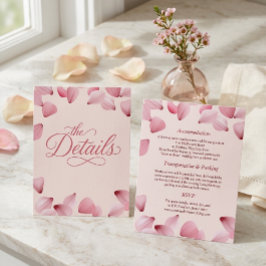 Recepción Tarjeta de Detalles de Boda con Pétalos de Rosa Ro