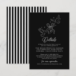 Recepción Tarjeta de Detalles de Boda con Rayas Blancas y Ne