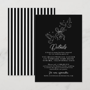 Recepción Tarjeta de Detalles de Boda con Rayas Blancas y Ne
