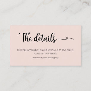 Recepción Tarjeta de Detalles de Boda con Rosa Simple y Siti