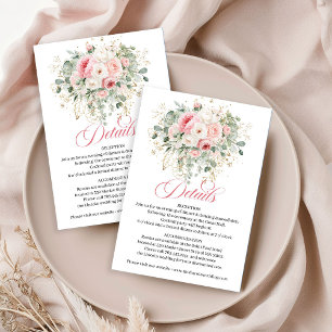 Recepción Tarjeta de Detalles de Boda con Rosas de Color Rub