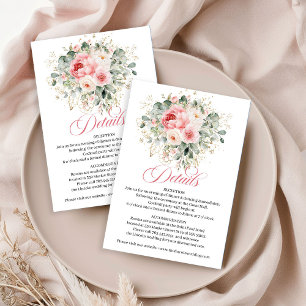 Recepción Tarjeta de Detalles de Boda con Rosas Modernas Ros