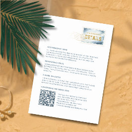 Recepción Tarjeta de detalles de boda con sello de acuarela 