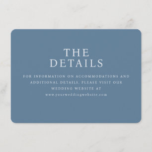 Recepción Tarjeta de Detalles de Boda con Serif Azul Elegant