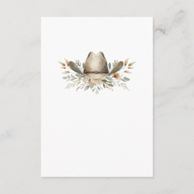 Recepción Tarjeta de detalles de boda con sombrero de vaquer (Reverso)