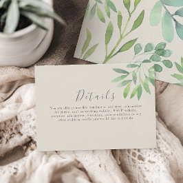Recepción Tarjeta de detalles de boda con vegetación