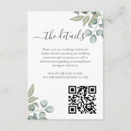 Recepción Tarjeta de Detalles de Boda con Verde de Eucalipto