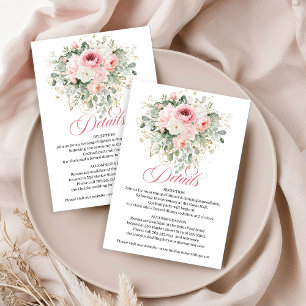 Recepción Tarjeta de Detalles de Boda con Verde y Rubor Suav