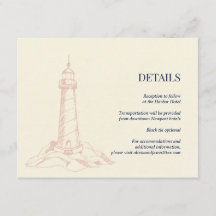 Tarjeta de Detalles de Boda Costera