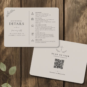 Recepción Tarjeta de Detalles de Boda Cristiana con Código Q