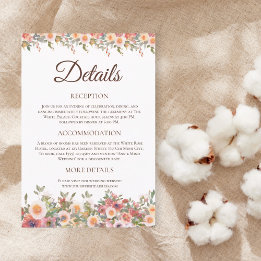 Recepción Tarjeta de detalles de Boda de acuarela floral