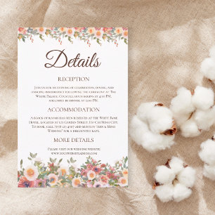 Recepción Tarjeta de detalles de Boda de acuarela floral
