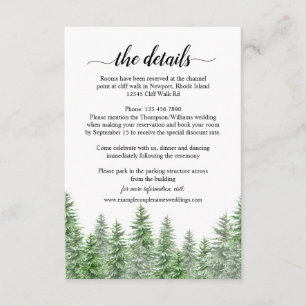 Recepción Tarjeta de Detalles de Boda de Caligrafía de Bosqu