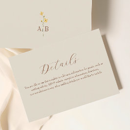 Recepción Tarjeta de Detalles de Boda de Crema Neutra
