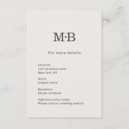 Recepción Tarjeta de Detalles de Boda de Elopement Minimalis
