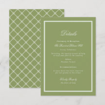 Tarjeta de Detalles de Boda de Finca Verde Musgo