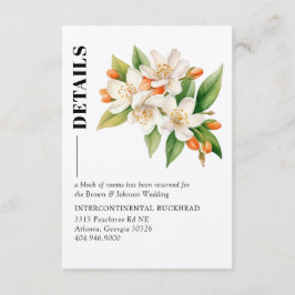 Recepción Tarjeta de Detalles de Boda de Flor de Naranja