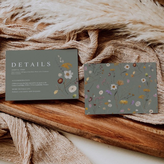 Recepción Tarjeta de detalles de boda de flores silvestres b (Subido por el creador)