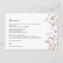 Recepción Tarjeta de detalles de boda de flores silvestres e