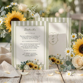 Recepción Tarjeta de Detalles de Boda de Girasoles
