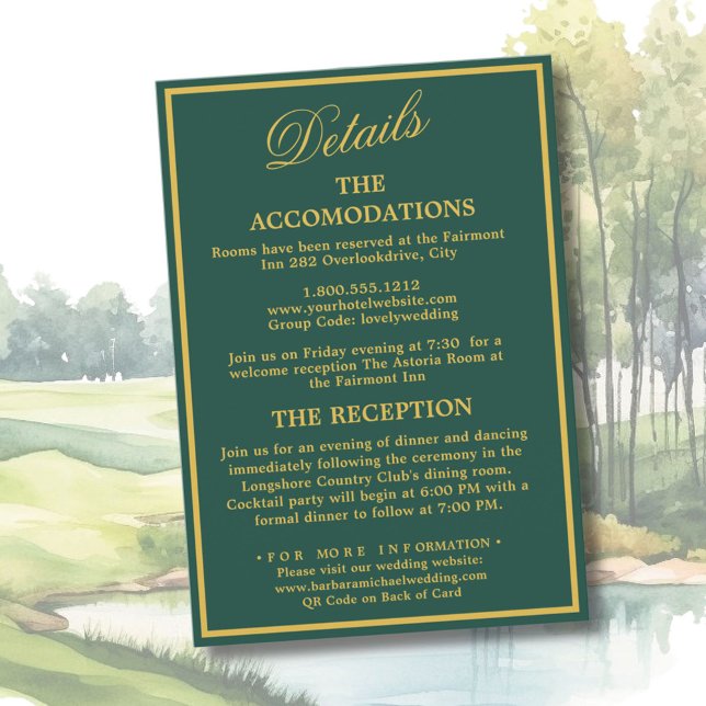 Recepción Tarjeta de Detalles de Boda de Golf (Subido por el creador)