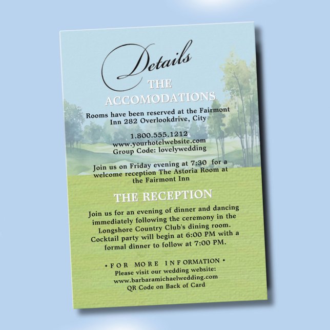 Recepción Tarjeta de Detalles de Boda de Golf (Subido por el creador)