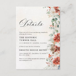 Recepción Tarjeta de Detalles de Boda de Invierno