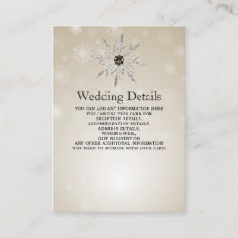 Recepción Tarjeta de detalles de boda de invierno de copos d